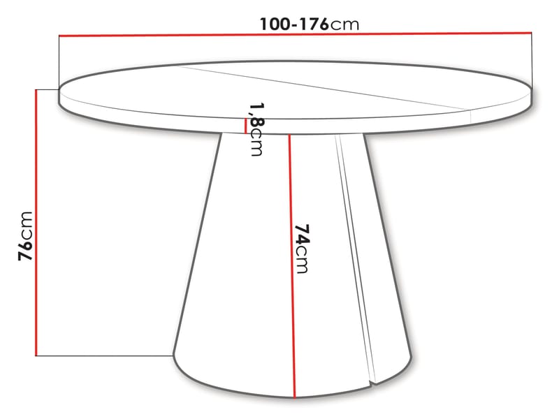 Aurion Pyöreä jatkettava ruokapöytä 100-174 cm - musta marmori - Huonekalut - Pöytä & ruokailuryhmä - Ruokapöydät & keittiön pöydät