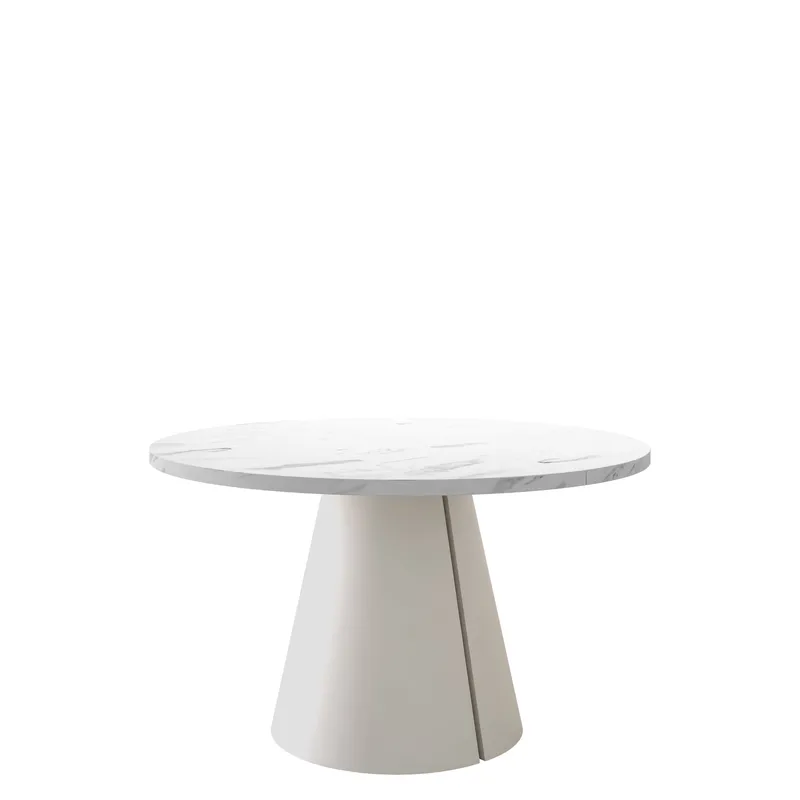 Aurion Pyöreä jatkettava ruokapöytä 100-174 cm - beige, valkoinen marmori - Huonekalut - Pöytä & ruokailuryhmä - Ruokapöydät & keittiön pöydät