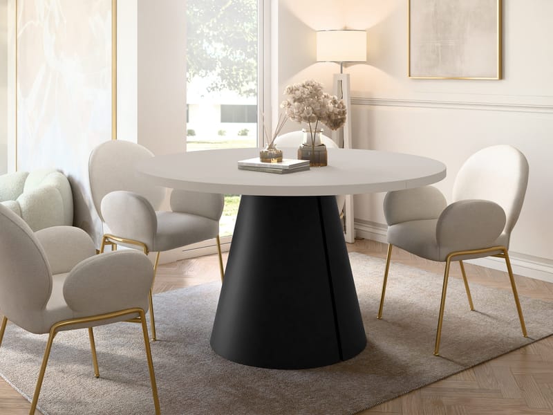 Aurion Pyöreä jatkettava ruokapöytä 120-196 cm - musta, beige - Huonekalut - Pöytä & ruokailuryhmä - Ruokapöydät & keittiön pöydät