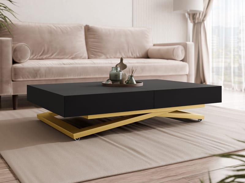 Avendi jatkettava sohvapöytä 200 cm - kulta, musta - Huonekalut - Pöytä & ruokailuryhmä - Sohvapöytä