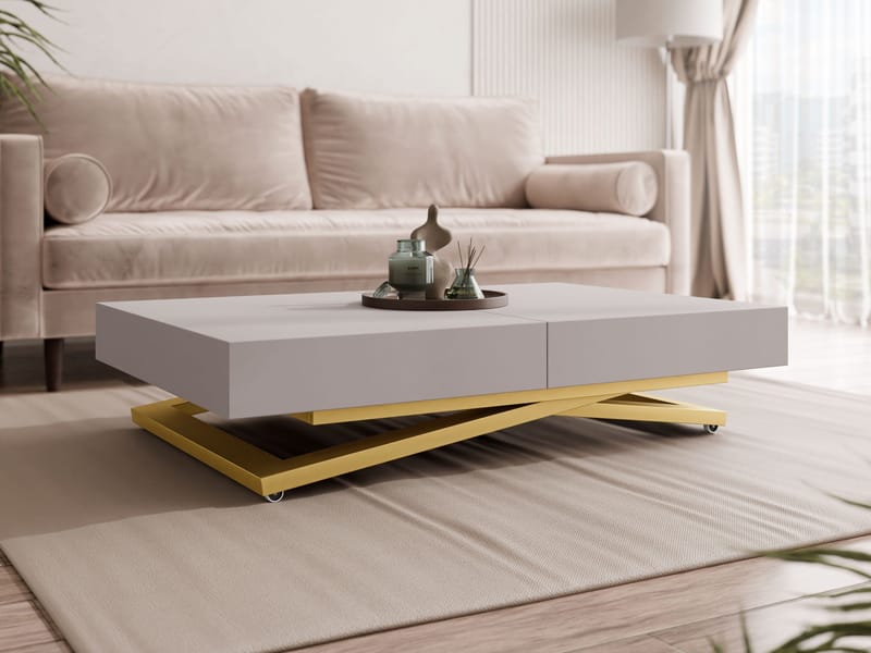 Avendi jatkettava sohvapöytä 200 cm - kulta/beige - Huonekalut - Pöytä & ruokailuryhmä - Sohvapöytä