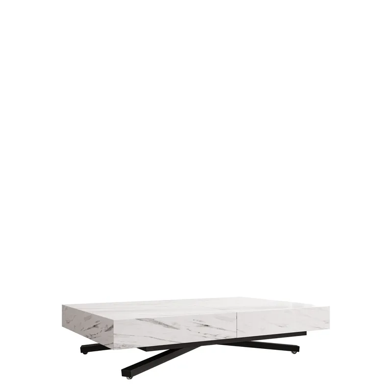 Avendi jatkettava sohvapöytä 200 cm - musta, valkoinen marmori - Huonekalut - Pöytä & ruokailuryhmä - Sohvapöytä