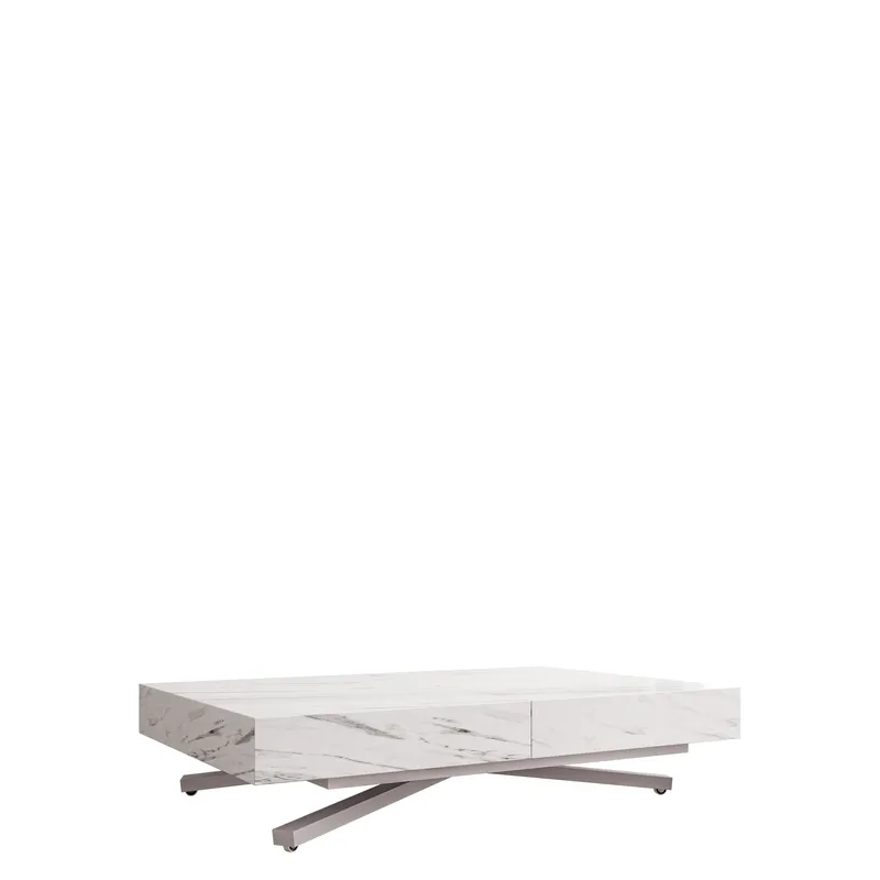 Avendi sohvapöytä 120 cm, Hopea/valkoinen marmori