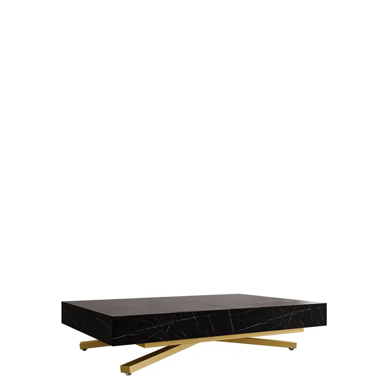 Avendi sohvapöytä 120 cm, Kulta/musta marmori