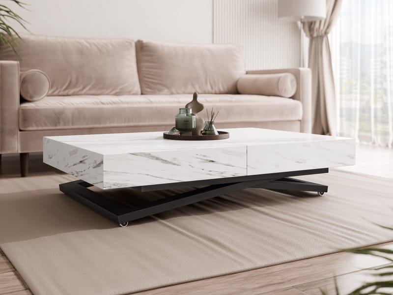 Avendi sohvapöytä 120 cm - Musta, valkoinen marmori - Huonekalut - Pöytä & ruokailuryhmä - Sohvapöytä