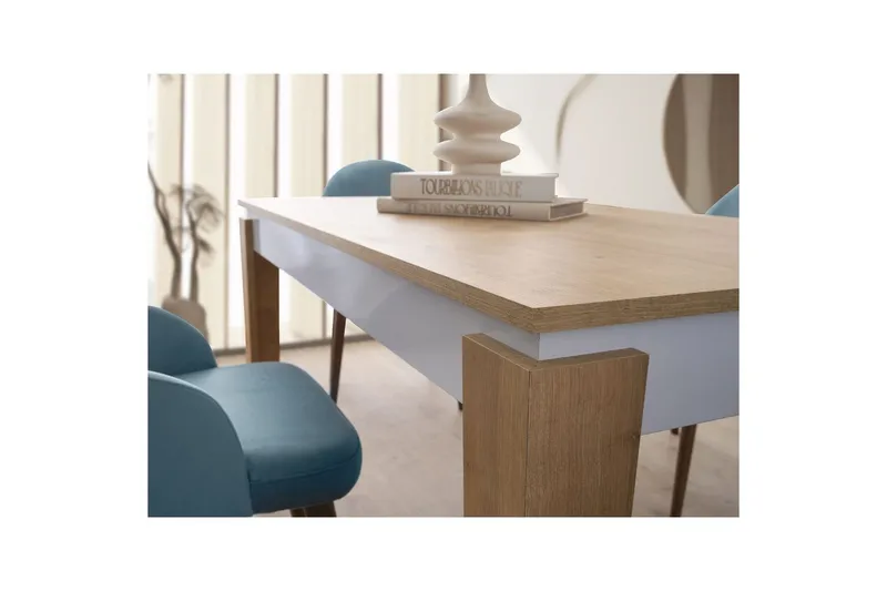 Azoula Ruokapöytä 140 cm Suorakulmainen - Tammi/Valkoinen - Huonekalut - Pöytä & ruokailuryhmä - Ruokapöydät & keittiön pöydät