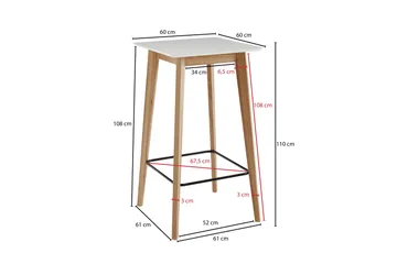 Baaripöytä Clanton 60 cm - Valkoinen/Luonnonväri - Huonekalut - Pöytä & ruokailuryhmä - Baaripöytä