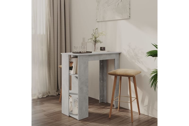 Baaripöytä hyllyllä betoninharmaa 102x50x103,5 cm lastulevy - Harmaa - Huonekalut - Pöytä & ruokailuryhmä - Baaripöytä