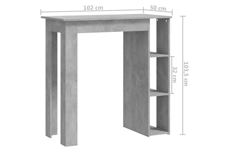 Baaripöytä hyllyllä betoninharmaa 102x50x103,5 cm lastulevy - Harmaa - Huonekalut - Pöytä & ruokailuryhmä - Baaripöytä