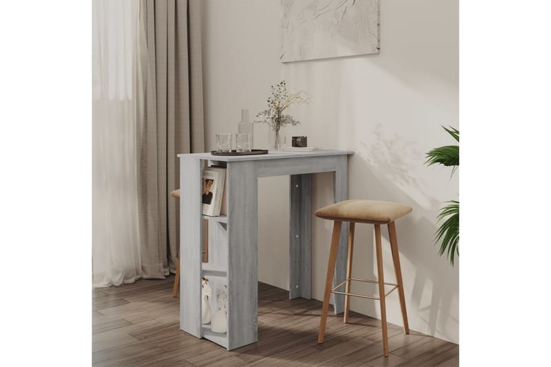 Baaripöytä hyllyllä harmaa Sonoma 102x50x103,5 cm lastulevy - Harmaa - Huonekalut - Pöytä & ruokailuryhmä - Baaripöytä