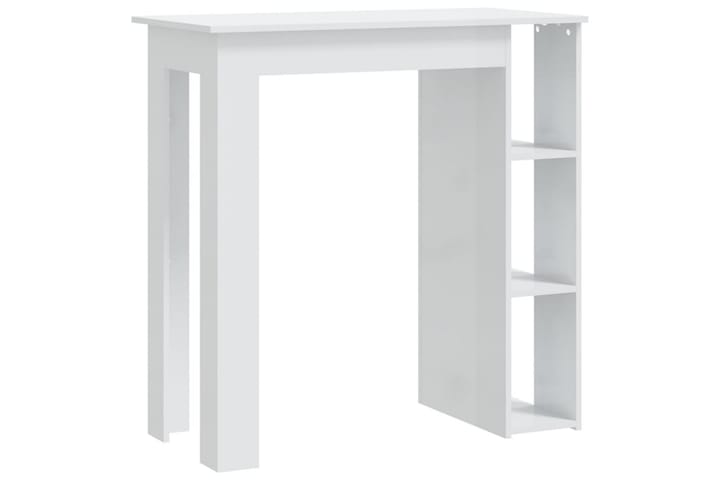 Baaripöytä hyllyllä korkeakiilto valk. 102x50x103,5cm lastul - Valkoinen - Baaripöytä
