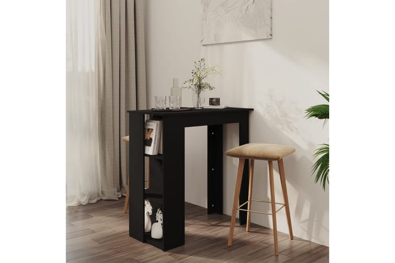 Baaripöytä hyllyllä musta 102x50x103,5 cm lastulevy - Musta - Huonekalut - Pöytä & ruokailuryhmä - Baaripöytä