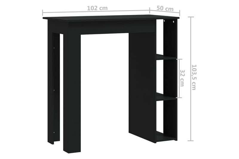 Baaripöytä hyllyllä musta 102x50x103,5 cm lastulevy - Musta - Huonekalut - Pöytä & ruokailuryhmä - Baaripöytä