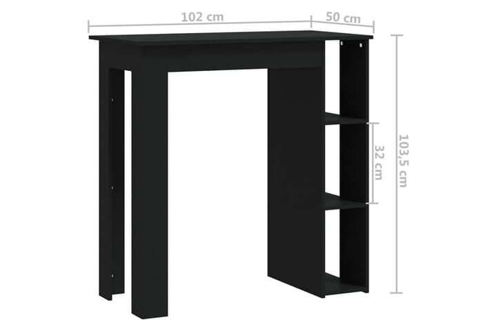 Baaripöytä hyllyllä musta 102x50x103,5 cm lastulevy - Musta - Baaripöytä