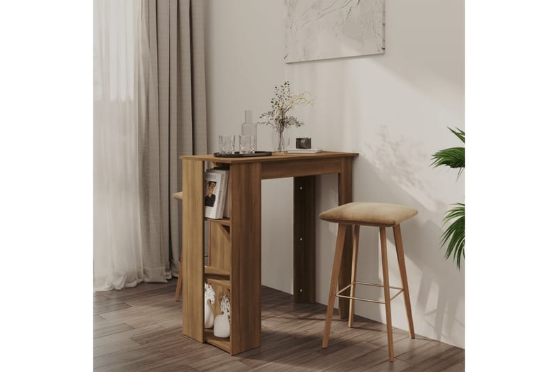 Baaripöytä hyllyllä ruskea tammi 102x50x103,5 cm lastulevy - Ruskea - Huonekalut - Pöytä & ruokailuryhmä - Baaripöytä