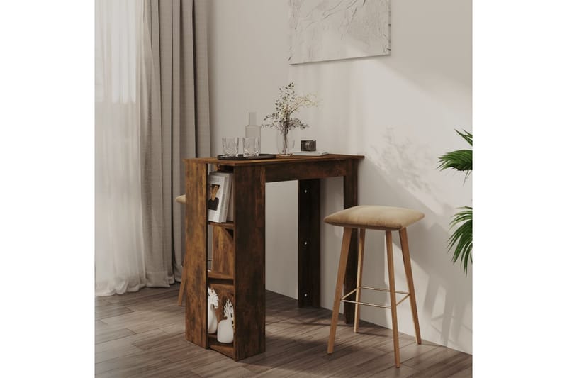 Baaripöytä hyllyllä savutammi 102x50x103,5 cm lastulevy - Ruskea - Huonekalut - Pöytä & ruokailuryhmä - Baaripöytä