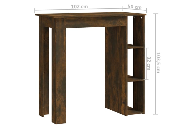Baaripöytä hyllyllä savutammi 102x50x103,5 cm lastulevy - Ruskea - Huonekalut - Pöytä & ruokailuryhmä - Baaripöytä