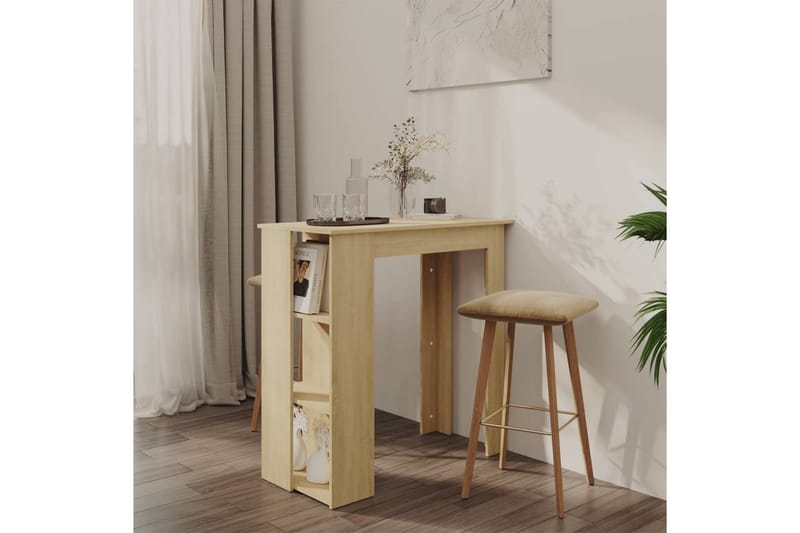 Baaripöytä hyllyllä Sonoma-tammi 102x50x103,5 cm lastulevy - Ruskea - Huonekalut - Pöytä & ruokailuryhmä - Baaripöytä