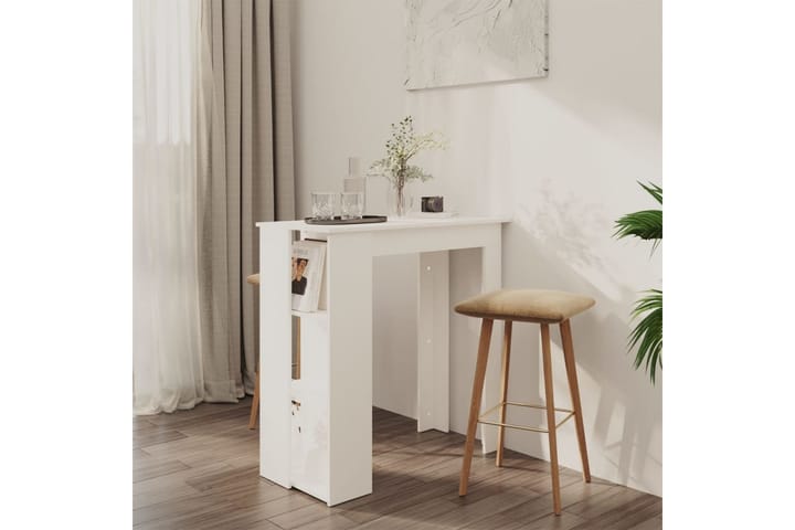 Baaripöytä hyllyllä valkoinen 102x50x103,5 cm lastulevy - Valkoinen - Baaripöytä