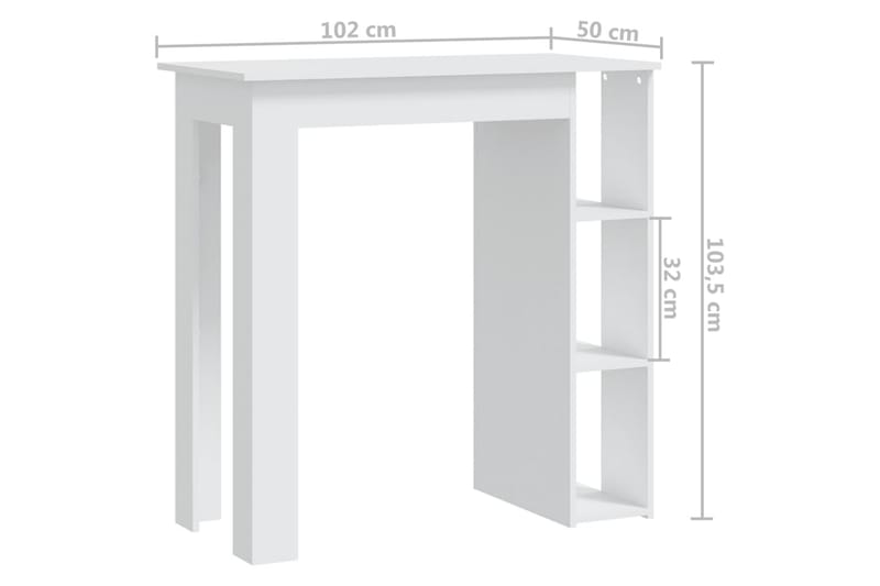 Baaripöytä hyllyllä valkoinen 102x50x103,5 cm lastulevy - Valkoinen - Huonekalut - Pöytä & ruokailuryhmä - Baaripöytä