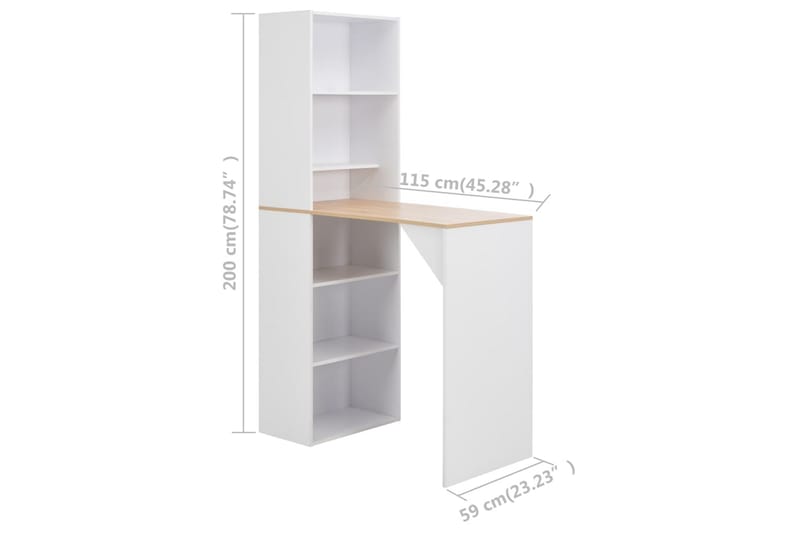 Baaripöytä kaapilla valkoinen 115x59x200 cm - Valkoinen - Huonekalut - Pöytä & ruokailuryhmä - Baaripöytä