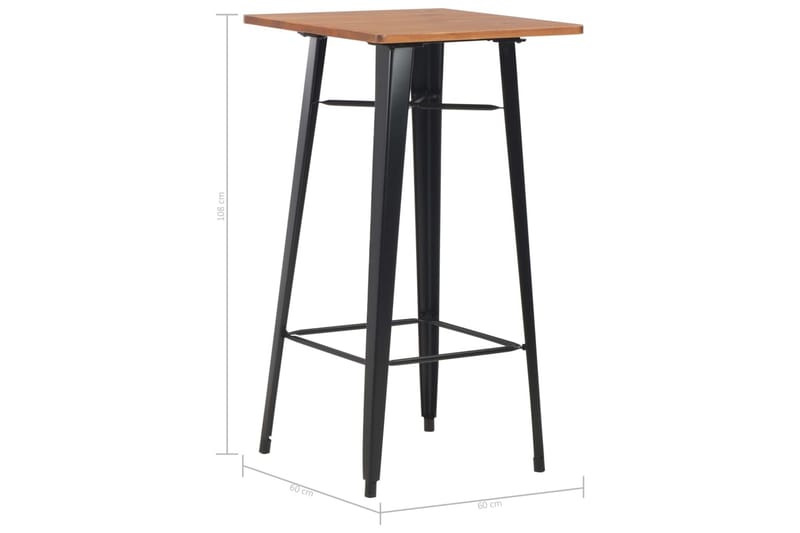 Baaripöytä mänty teräs 60x60x108 cm musta - Musta - Huonekalut - Pöytä & ruokailuryhmä - Baaripöytä