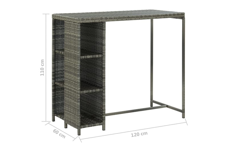 Baaripöytä säilytystelineellä harmaa 120x60x110 cm - Harmaa - Huonekalut - Pöytä & ruokailuryhmä - Baaripöytä