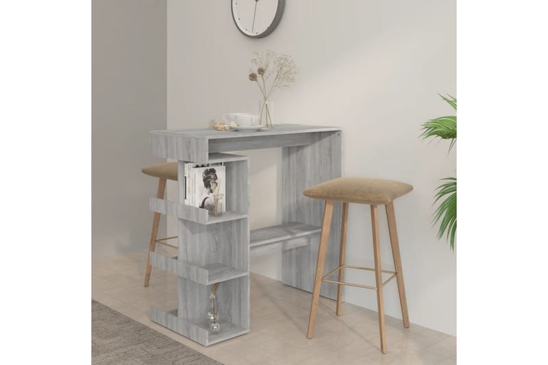 Baaripöytä säilytystelineellä harmaa Sonoma 100x50x101,5 cm - Harmaa - Huonekalut - Pöytä & ruokailuryhmä - Baaripöytä
