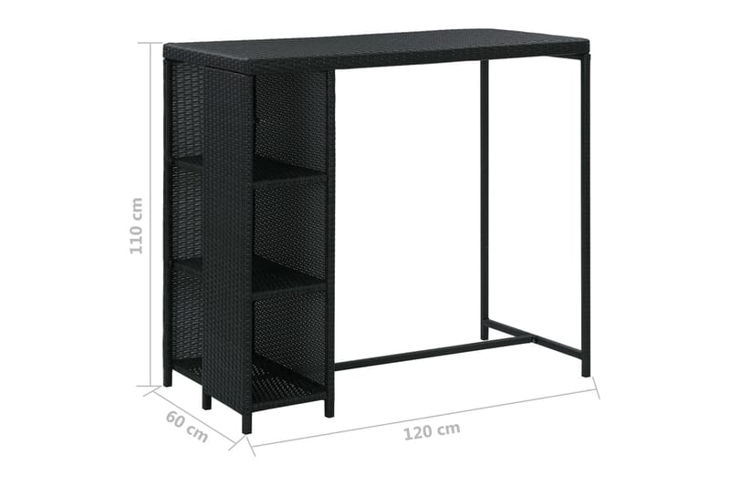 Baaripöytä säilytystelineellä musta 120x60x110 cm - Musta - Huonekalut - Pöytä & ruokailuryhmä - Baaripöytä