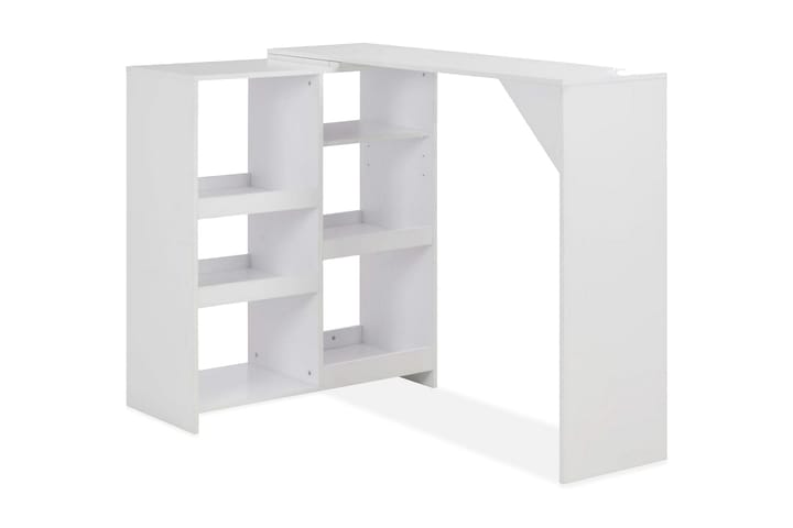 Baaripöytä siirrettävällä hyllyll�ä valkoinen 138x40x120 cm - Valkoinen - Baaripöytä