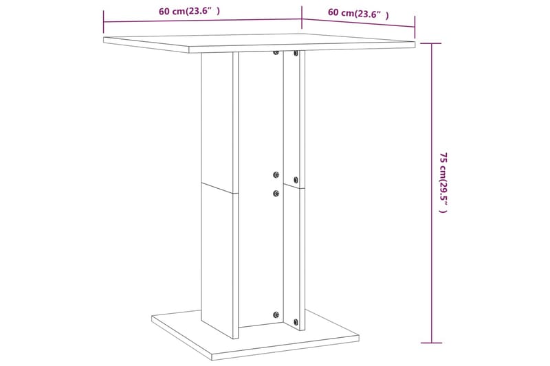 Bistropöytä ruskea tammi 60x60x75 cm tekninen puu - Ruskea - Huonekalut - Pöytä & ruokailuryhmä - Baaripöytä