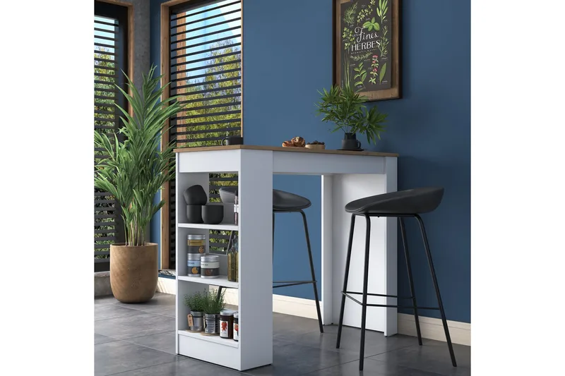 Iwao Baaripöytä 50 × 120 cm Ruskea/Valkoinen - Hanah Home - Huonekalut - Pöytä & ruokailuryhmä - Baaripöytä