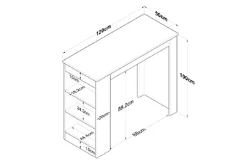 Iwao Baaripöytä 50 × 120 cm Ruskea/Valkoinen - Hanah Home - Huonekalut - Pöytä & ruokailuryhmä - Baaripöytä