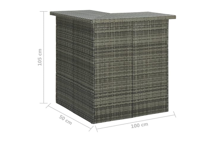 Kulmabaaripöytä harmaa 100x50x105 cm polyrottinki - Harmaa - Baaripöytä