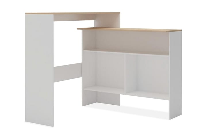 Baaripöytä 2 pöytätasolla valkoinen ja tammi 130x40x120 cm - Valkoinen - Baaripöytä