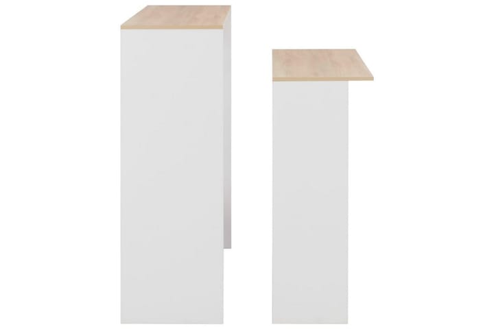Baaripöytä 2 pöytätasolla valkoinen ja tammi 130x40x120 cm - Valkoinen - Baaripöytä