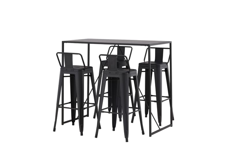 Baaripöytä Brea 60x120 cm 4 Tempe-tuolilla - Musta - Huonekalut - Pöytä & ruokailuryhmä - Baaripöytä