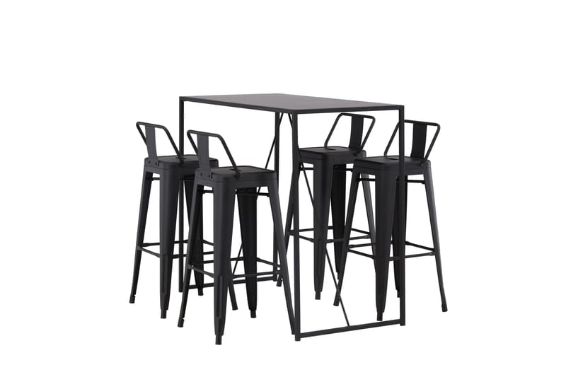 Baaripöytä Brea 60x120 cm 4 Tempe-tuolilla - Musta - Huonekalut - Pöytä & ruokailuryhmä - Baaripöytä
