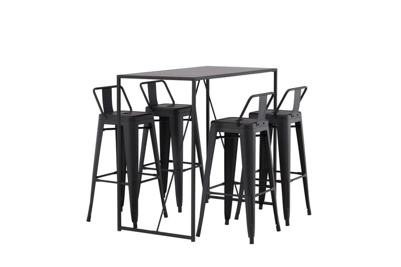 Baaripöytä Brea 60x120 cm 4 Tempe-tuolilla - Musta - Huonekalut - Pöytä & ruokailuryhmä - Baaripöytä