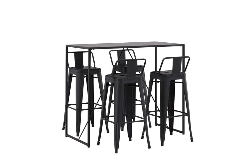 Baaripöytä Brea 60x120 cm 4 Tempe-tuolilla - Musta - Huonekalut - Pöytä & ruokailuryhmä - Baaripöytä