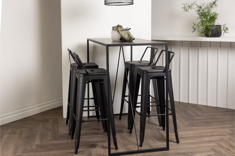 Baaripöytä Brea 60x120 cm 4 Tempe-tuolilla - Musta - Huonekalut - Pöytä & ruokailuryhmä - Baaripöytä