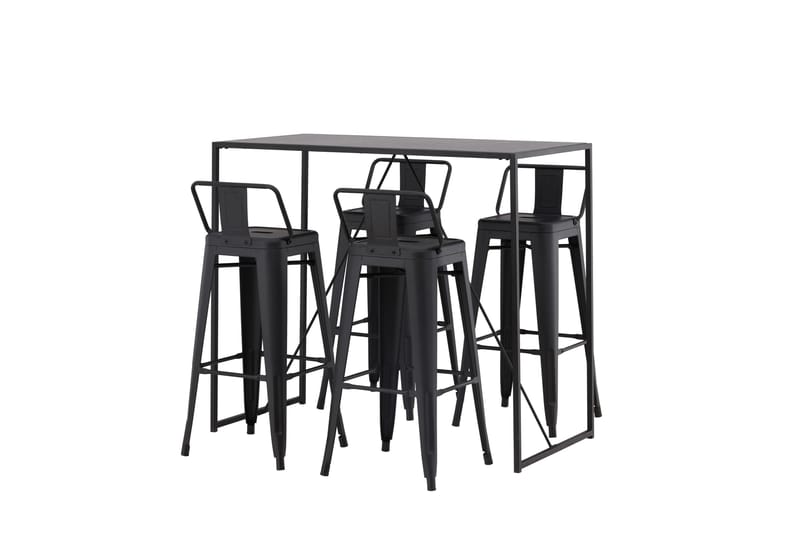 Baaripöytä Brea 60x120 cm 4 Tempe-tuolilla - Musta - Huonekalut - Pöytä & ruokailuryhmä - Baaripöytä