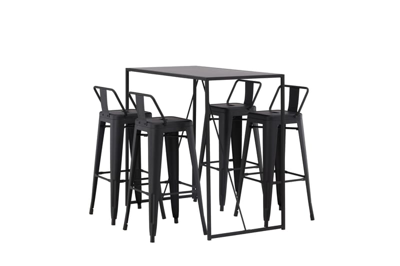Baaripöytä Brea 60x120 cm 4 Tempe-tuolilla - Musta - Huonekalut - Pöytä & ruokailuryhmä - Baaripöytä