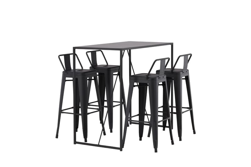 Baaripöytä Brea 60x120 cm 4 Tempe-tuolilla - Musta - Huonekalut - Pöytä & ruokailuryhmä - Baaripöytä