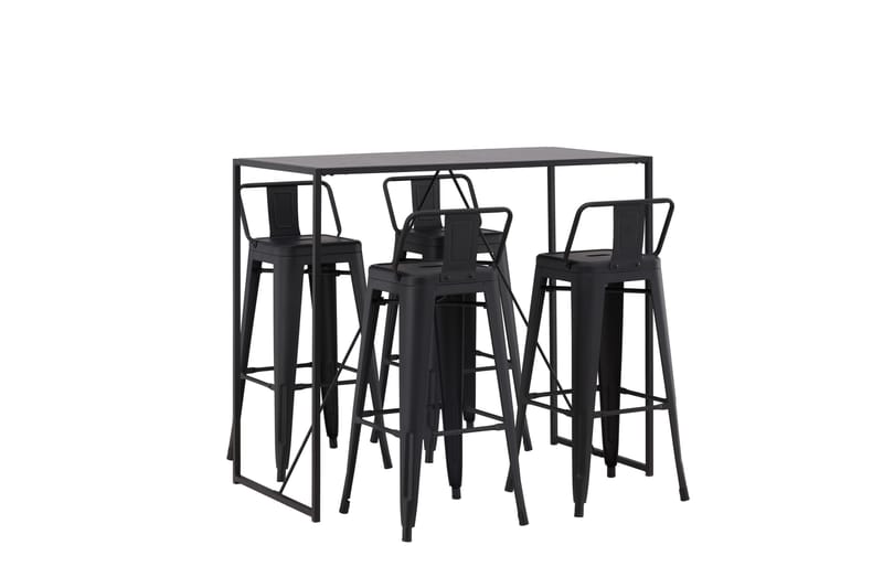 Baaripöytä Brea 60x120 cm 4 Tempe-tuolilla - Musta - Huonekalut - Pöytä & ruokailuryhmä - Baaripöytä