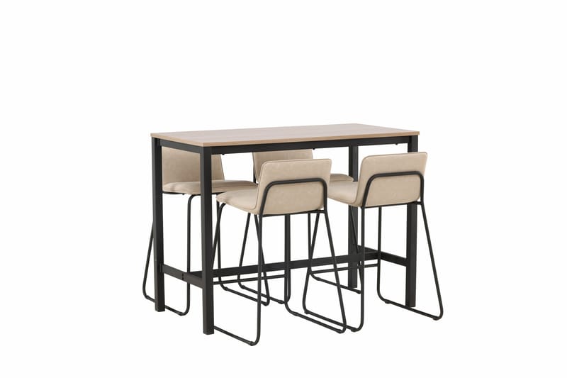 Baaripöytä Camden 60x120 cm 4 Bisbee-tuolilla - Beige - Huonekalut - Pöytä & ruokailuryhmä - Baaripöytä