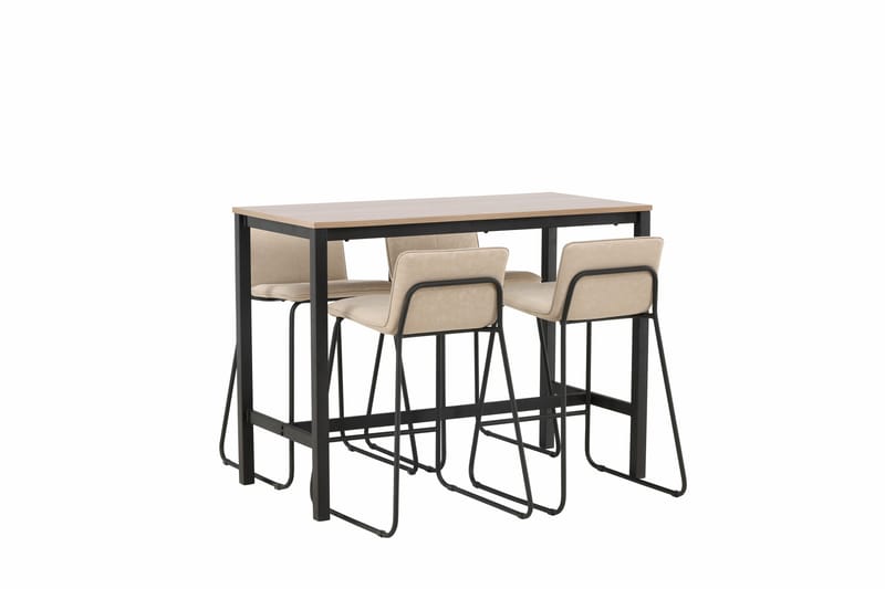 Baaripöytä Camden 60x120 cm 4 Bisbee-tuolilla - Beige - Huonekalut - Pöytä & ruokailuryhmä - Baaripöytä