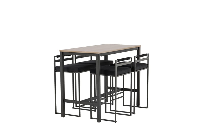 Baaripöytä Camden 60x120 cm 4 Opelika-tuolilla - Musta - Huonekalut - Pöytä & ruokailuryhmä - Baaripöytä