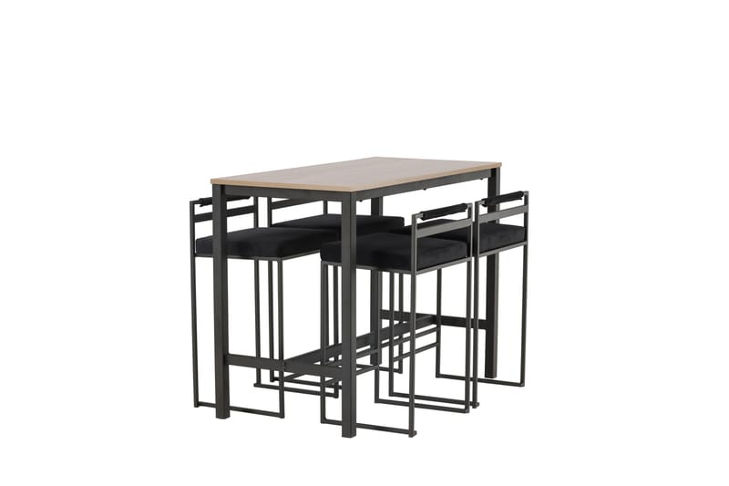 Baaripöytä Camden 60x120 cm 4 Opelika-tuolilla - Musta - Huonekalut - Pöytä & ruokailuryhmä - Baaripöytä
