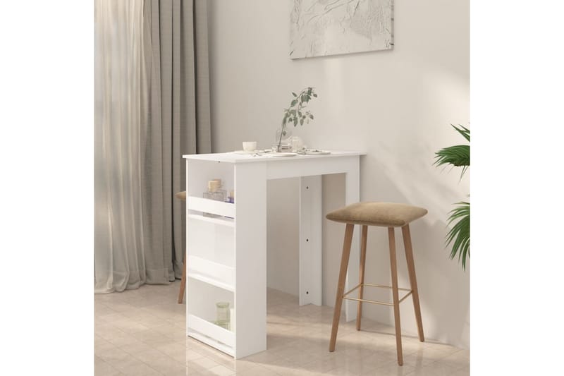 Baaripöytä säilytystelineellä valk. 102x50x103,5 cm lastulev - Valkoinen - Huonekalut - Pöytä & ruokailuryhmä - Baaripöytä